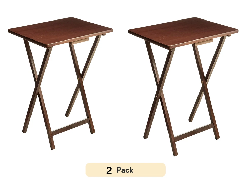 (2 pack) Mainstays Indoor Single Folding TV Table Natural L 19 x W 15 x H 26inch - Image 1 of 2