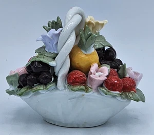 Vintage Fruit and Flower Mini Basket Ceramic Minor Chips - Picture 1 of 6