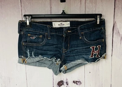Pantalones Cortos Hollister Micro Mini Talla W 27 5 Tiro Bajo Elastizados Denim Y2K Foto 1 de 2