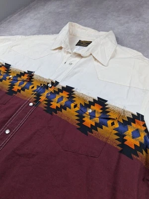 Vintage Rustler Wrangler Shirt Men XL Aztec Western Pearl Snap Southwest - Image 1 of 4