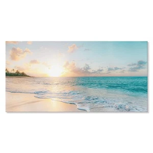 Ocean Beach Sunset Canvas Wall Art for Bedroom Seascape Paintings Coastal Pic... - Picture 1 of 9