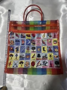 Loteria Reusable Mexican Market Mesh Bag Tote Bolsa De Mercado 15" Orange NWOT - Picture 1 of 11