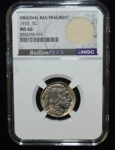 1935-P NGC MS66 5C Buffalo Nickel Original Bag Fragment - Picture 1 of 14