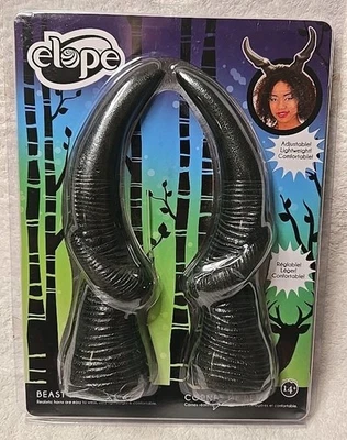 Cuernos de bestia Elope ajustables negros lisos grandes disfraz de Halloween disfraces Foto 1 de 4