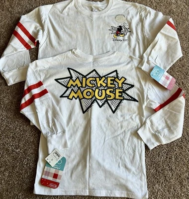 Disney 100 Retro Reimagine Blanco Manga Larga Camisetas Lote-2 Mickey Mouse Talla XL-M Foto 1 de 4