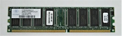 NANYA 256MB DDR SRAM PC2700U 333MHz NT256D64S88A0G-6 DIMM 184-PIN - Image 1 of 4