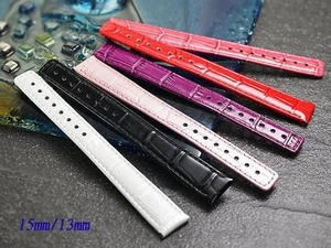 Leather strap bracelet band 15mm x 13mm fits Seiko Lukia Red White PUR Pink blk - Picture 1 of 3