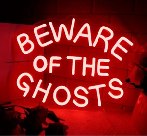 Festa di Halloween personalizzata su misura attenzione ai fantasmi insegna al neon luce LED - Foto 1 di 4