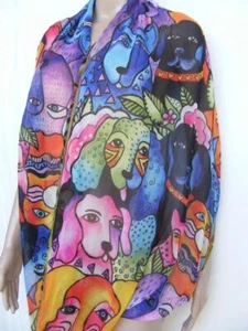 Laurel Burch Infinity Scarf Dogs Pups Assorted Breeds Colorful Modern Canine Art - Picture 1 of 7