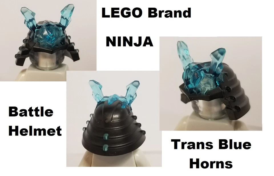 LEGO Minifigura Casco Samurai Trans Cuernos Azules Cristal Ninjago Equipo de Batalla Gris Foto 1 de 1
