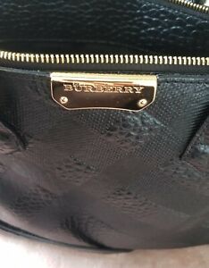Burberry Bag Check Embossed Grain Leather Shoulder Tote NWOT