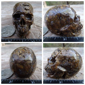 Calavera de piedra de ópalo pintada de 2,05" tallada a mano realista 85,9 g 3,0 oz cristal curativo - Imagen 1 de 12