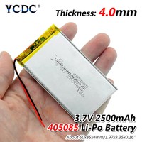 3.7V 2500mAh Li-Po Rechargeable Battery 405085 For MP4 MP5 DVD GPS Cell Phone 6