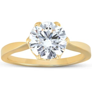 2 Ct Diamond Solitaire Engagement Ring 14k Yellow Gold Lab Grown - Picture 1 of 6