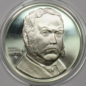 1980 's Medal Proof Chester A Arthur in capsule 1.2oz pure silver Franklin Mint - Picture 1 of 3