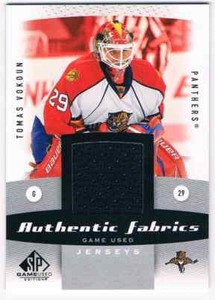 2010-11 SP GAME USED DUAL AUTHENTIC FABRICS TOMAS VOKOUN JERSEY 1 COLOR FLORIDA