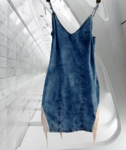 XL NEU OHNE ETIKETT - MODISCHE NOVA - SEXY DENIM JEANS DAMEN SCHMUCK KLEID L@@K!! - Bild 1 von 4