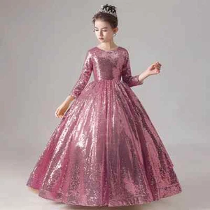 Girl's Dress Elegant Long Bridesmaid Children's Dress Girl's Party Dress - Picture 1 of 12