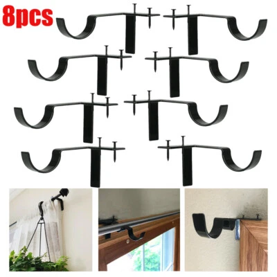 8 peças suporte de haste de cortina sem broca suportes de poste em moldura de janela de madeira - Imagem 1 de 4