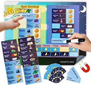 Dry Erase Magnetic Chore Chart for Kids, Toddler Daily Routine Reward Chart, No - Picture 1 of 8