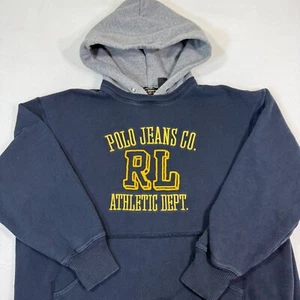 Polo Jeans Co Ralph Lauren Hoodie XL Navy Grau Athletic Dept Embroidered Logo Pu - Bild 1 von 8