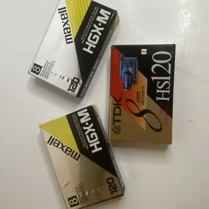 Maxell HGX-M 120min 8mm Metal Particle TDK HS 120 Video Cassette Tape ungeöffnet - Bild 1 von 5