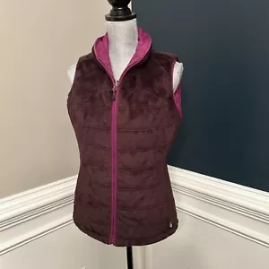 The North Face Fuzzy Reversible Vest Brown Violet Women's Size Medium LN - Picture 1 of 6