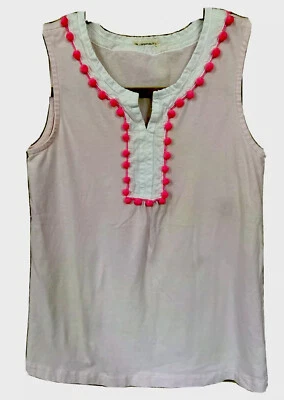 CREWCUTS GIRLS SLEEVELESS PINK EMBELLISHED W/ POM POMS TOP  SIZE 14 - Image 1 of 4