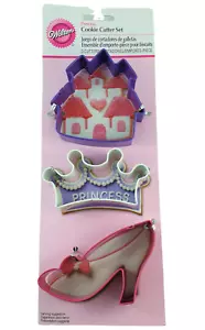 Wilton Princess Cookie Cutter Set 3 NEW Biscuits Girls Castle Party USA 2010 Ret - Picture 1 of 8
