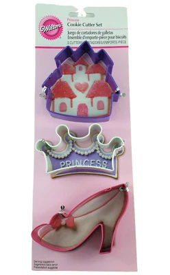 NEW USA Wilton Princess Cookie Cutter Set 3 Biscuits Girls Castle Party 2010 Ret - Image 1 of 4