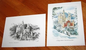 Neuschwanstein Castle konigsschloss Nitschke Piechowski art print lithograph - Picture 1 of 1