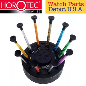 HOROTEC MSA01.020-C ASSORTMENT OF 10 WATCHMAKER SCREWDRIVERS ON TURNING STAND - Picture 1 of 1