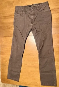 Prana Tucson Mens 34x32 Canvas Hiking Casual Brown Stretch Pants Slim Fit - Picture 1 of 4