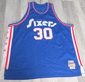 Vintage Philadelphia 76ers George McGinnis Blue Away Authentic Jersey Sz 58 - Picture 1 of 9