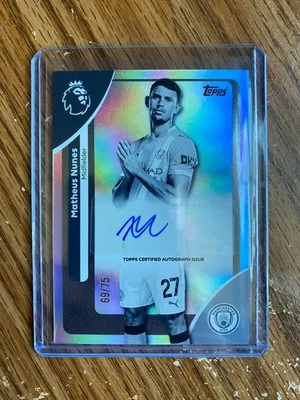 2025-26 Topps Premier League Matheus Nunes Auto Black & White Foil 69/75 - Image 1 of 2