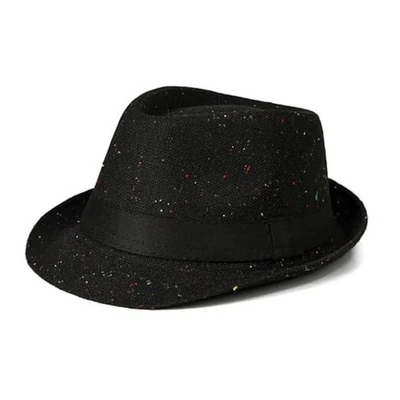 Sombrero Fedora Manhattan de Fieltro Para Hombres De Colección Panamá Trilby Jazz Derby Gorra Negra, Lunares Foto 1 de 4