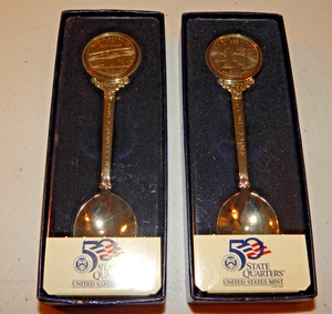 Cuchara coleccionable 2001 Nueva York, Carolina del Norte como nueva 50 cuartos estatales con caja - Imagen 1 de 7