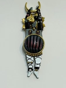 Liztech Pin Chandra Hindu Moon God Goddess Gold Purple Black 1996 Striped Jewel - Picture 1 of 6