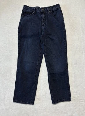 Pantalones de mezclilla Sonoma Goods For Life para mujer 8P azul tiro alto rectos lavado oscuro elásticos Foto 1 de 4