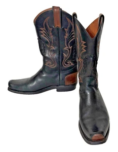 Caborca Western Black/Brown Leather Cowboy Boots - US Size: Men 8/Women 9.5 - Picture 1 of 8