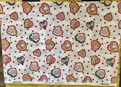 4.2 yds x 42" wide Sue Dreamer Valentine fabric w/animals in hearts lightweight - Image 1 of 4