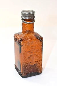 Vintage Coloma Amber Glass Bottle Anchor Design with Metal Cap Embossed - Picture 1 of 6