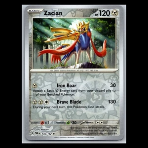 Zacian 136/182 - Reverse Holo Rare - TCG Paradox Rift Pokemon Card - Picture 1 of 1
