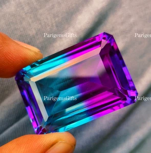 108 Ct Doublet Glass Stone Multi Color Tourmaline Emerald Stone Loose Gemstone - Picture 1 of 7