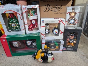 10-teiliges Set Pittsburgh Steelers Weihnachtsschmuck mundgeblasenes Glas Neu im Karton Baum, LKW, - Bild 1 von 5