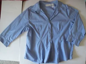 Real Comfort by Chadwic Blue Collared Button-Down Shirt Size XL 3/4 Sleeve Cuffs - Picture 1 of 2