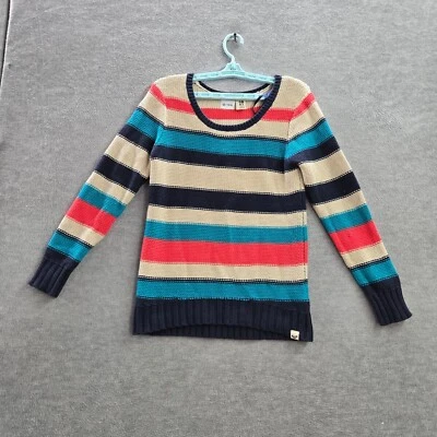 Suéter Roxy Mujer Grande Azul Bloque de Color Manga Larga Pullover Algodón Foto 1 de 4