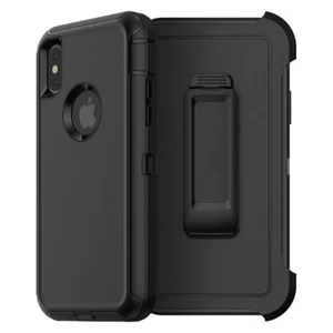 For Apple iPhone XR Defender Case Cover (Belt Clip Holster Fits Otterbox) Black - Picture 1 of 6