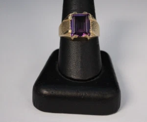 (MA2) Herrenring 14K Gelbgold lila Stein - Größe 9,5 - 6,7 Gramm - Bild 1 von 4
