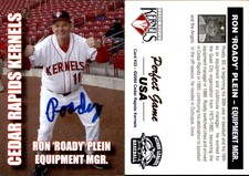 Ron Plein Signed 2004 Perfect Game Cedar Rapids Kernels #33 Card Auto